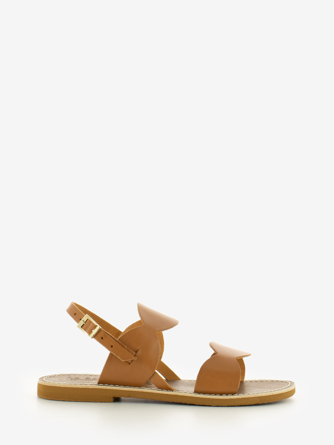 Cowhide leather double band scalloped sandals