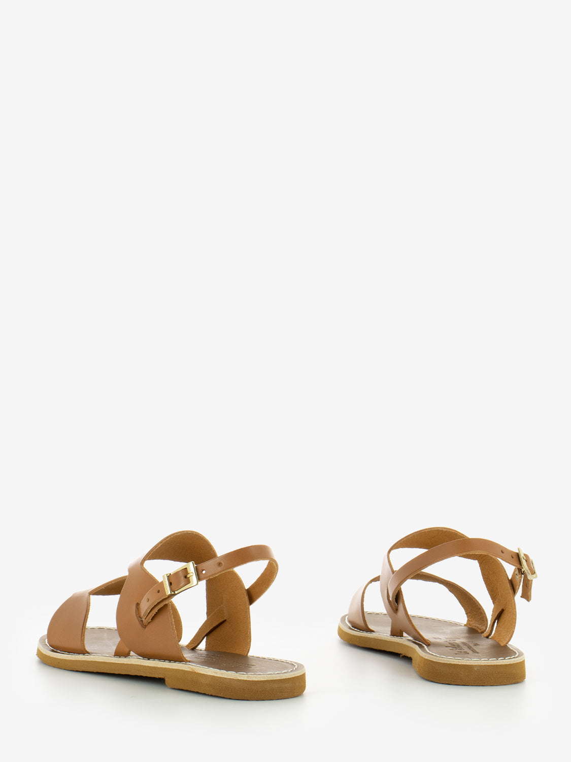 Cowhide leather double band scalloped sandals