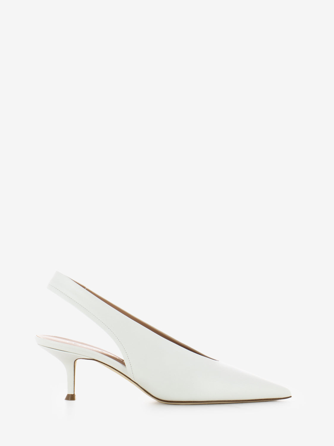 Slingback accollata in nappa bianca