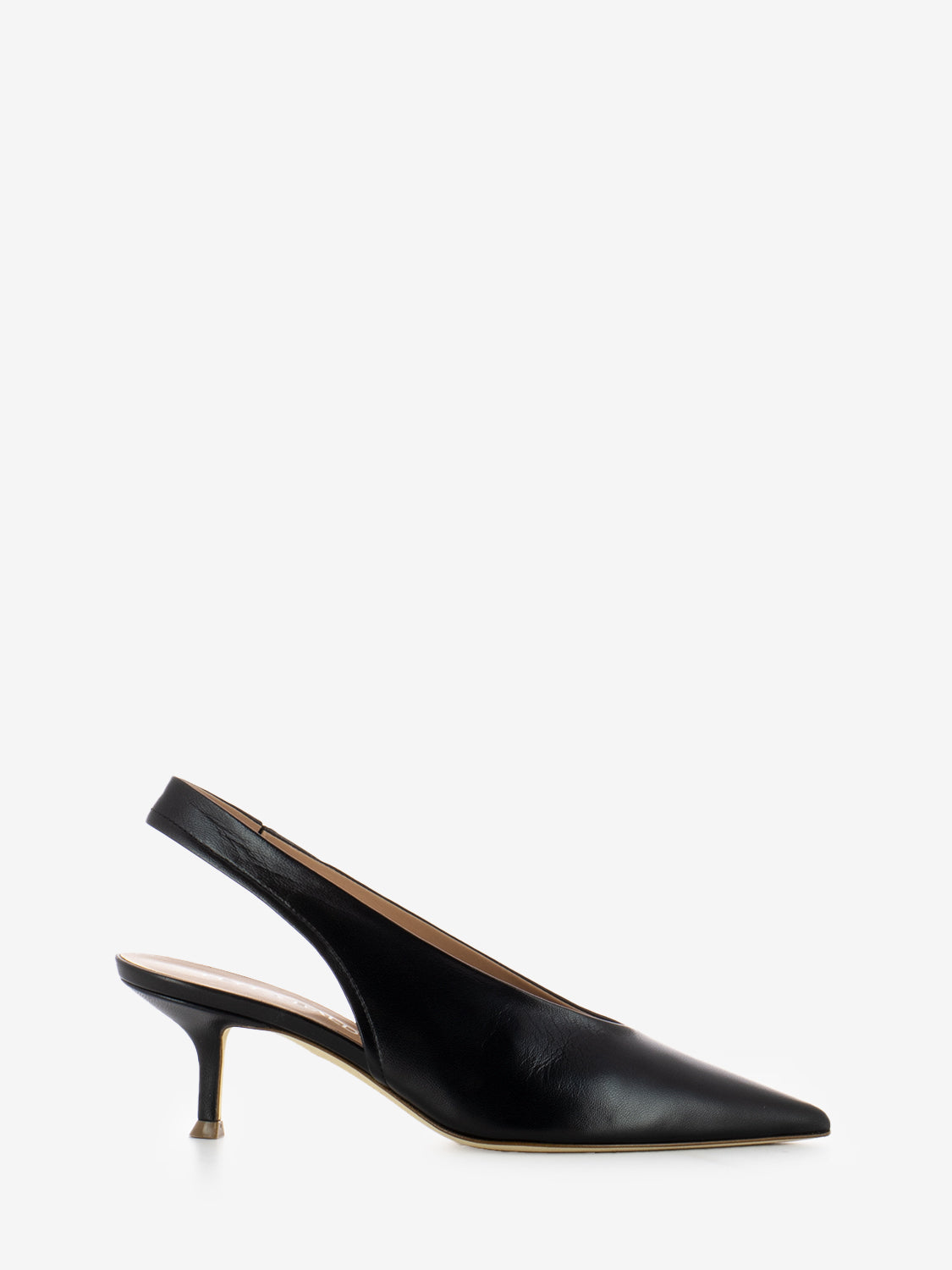 Slingback accollata in nappa nera