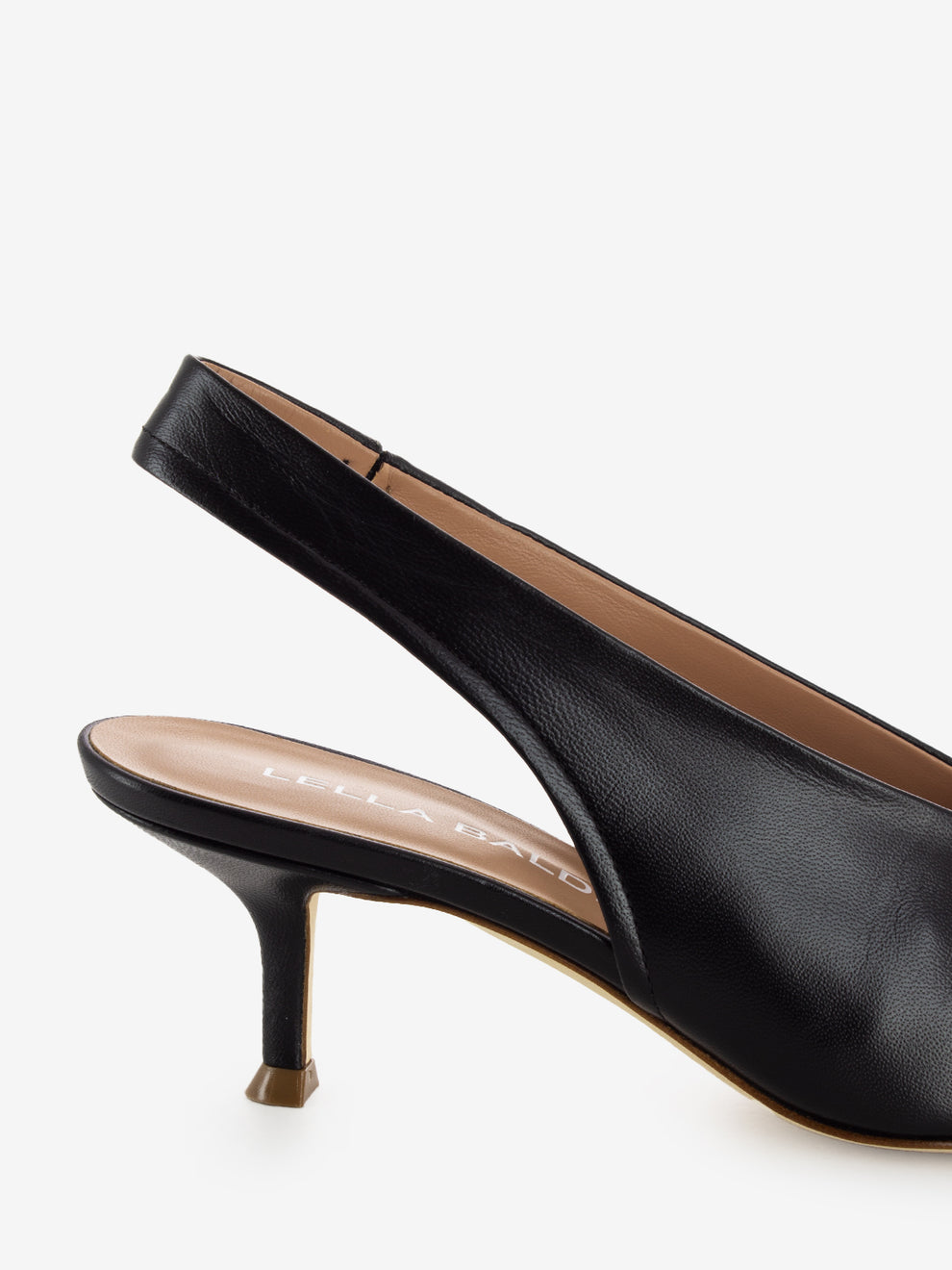 Slingback accollata in nappa nera