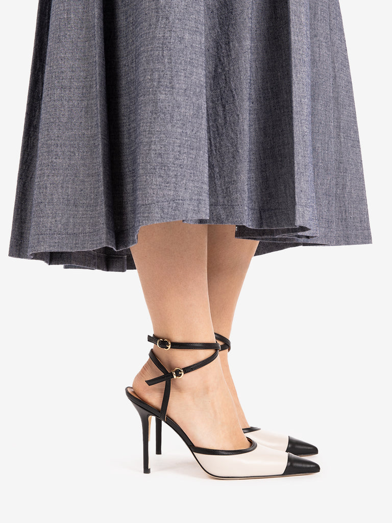 LELLA BALDI - Slingback con cinturino nero / bianco