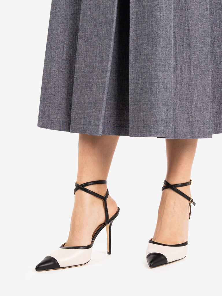 LELLA BALDI - Slingback con cinturino nero / bianco