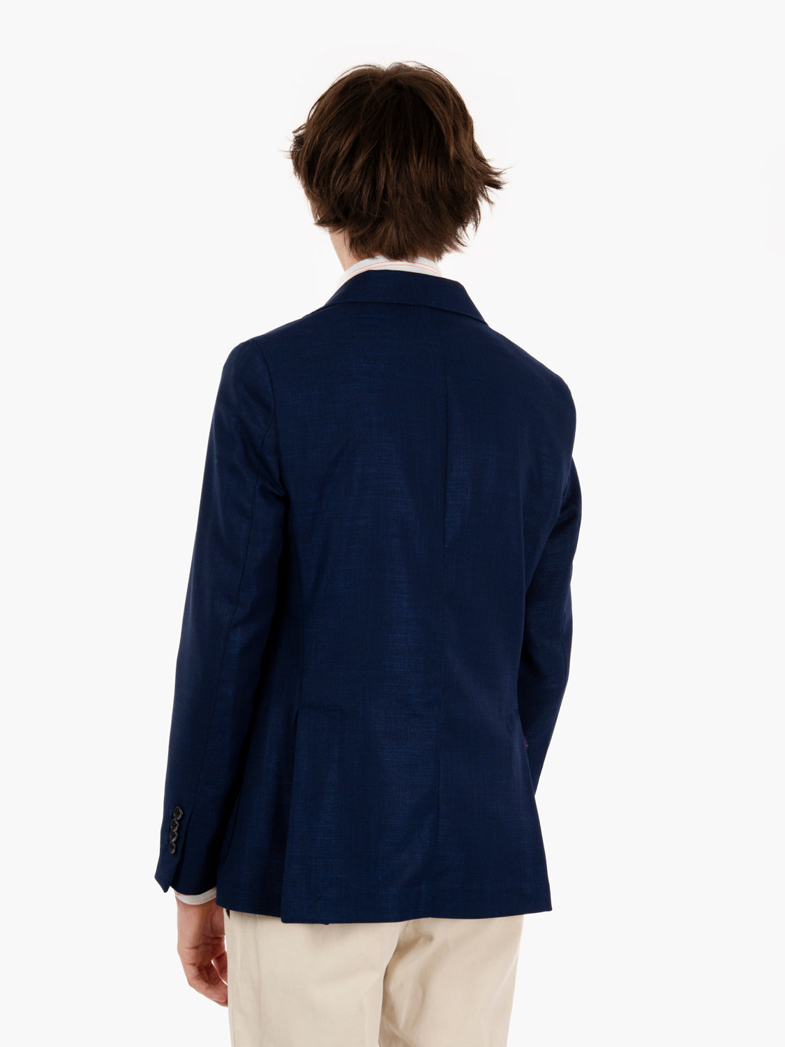 Blazer monopetto microfantasia navy