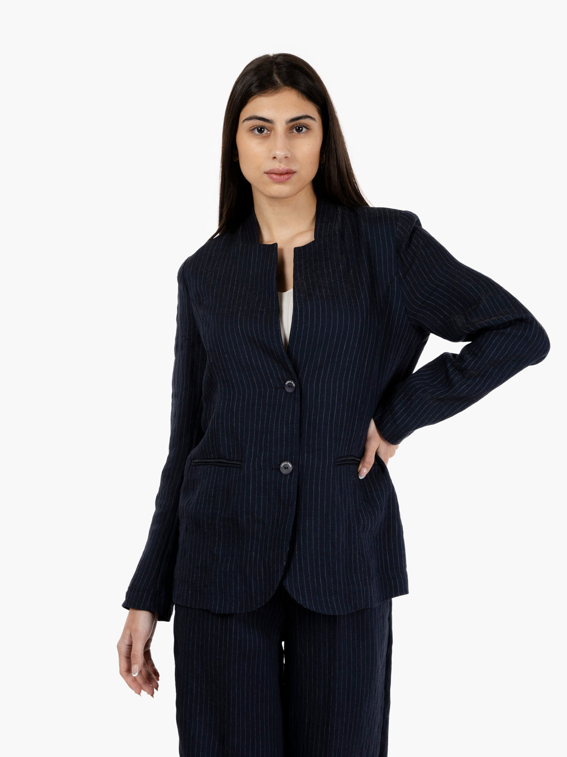 Blazer gessato mezzanotte