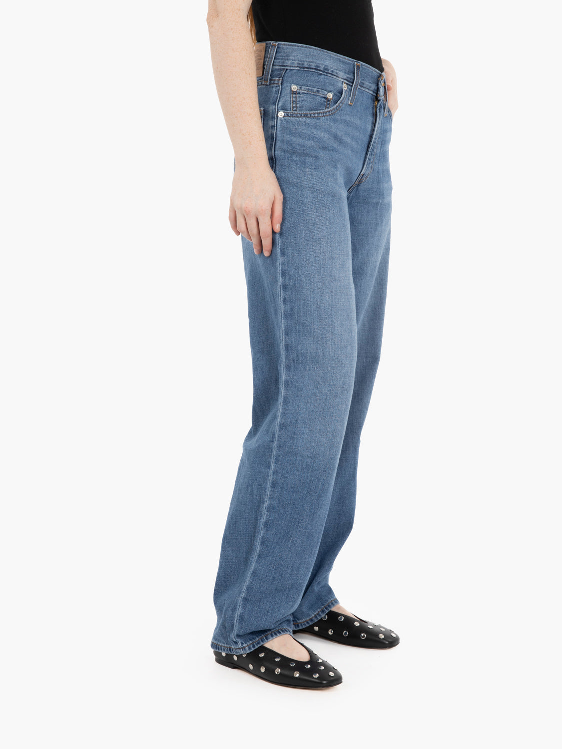 Blue heavy check baggy dad jeans
