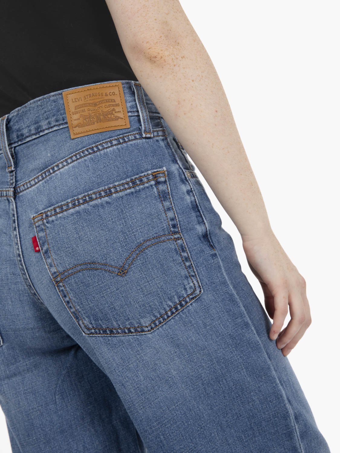 Blue heavy check baggy dad jeans