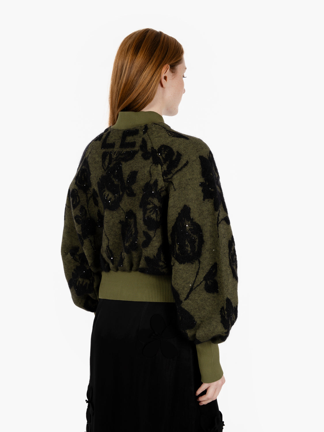 Wallace Bomber Jacket in Green/Black Flowers