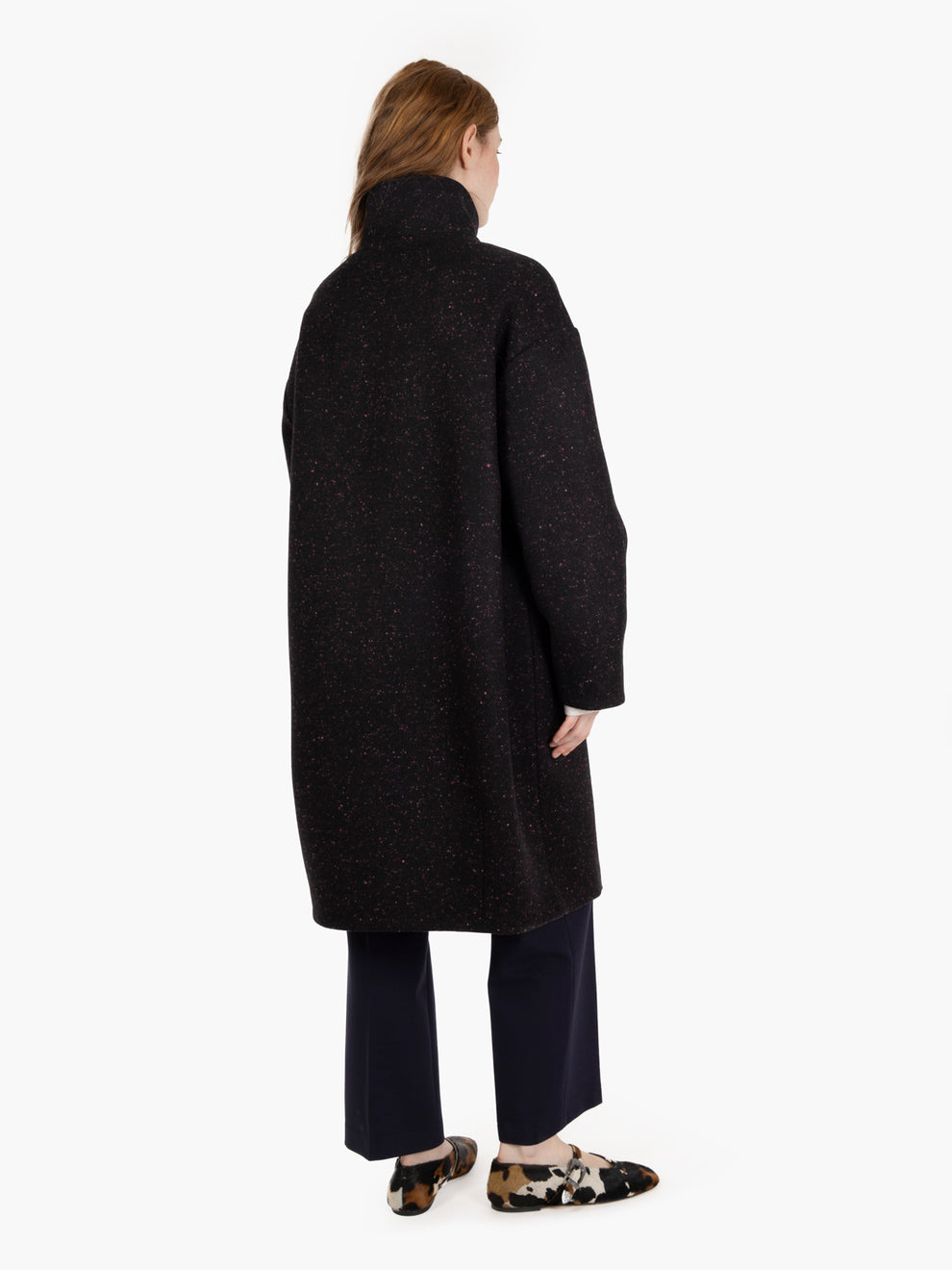 Cappotto Harold melange con zip nero