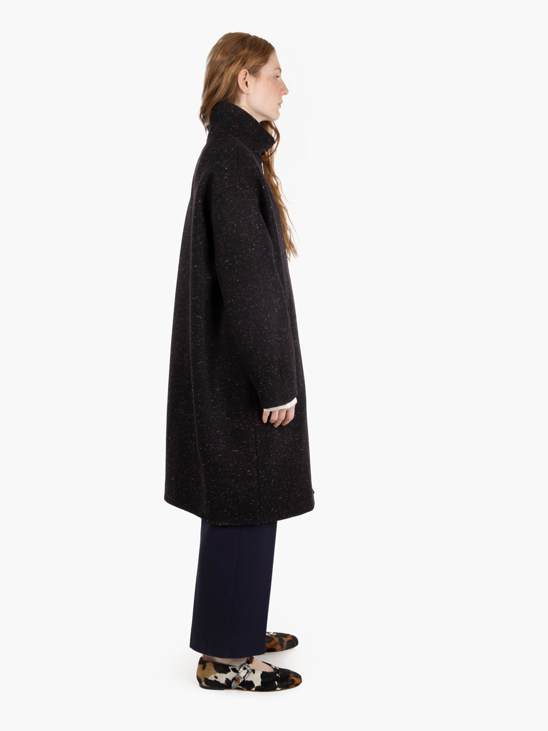 Cappotto Harold melange con zip nero