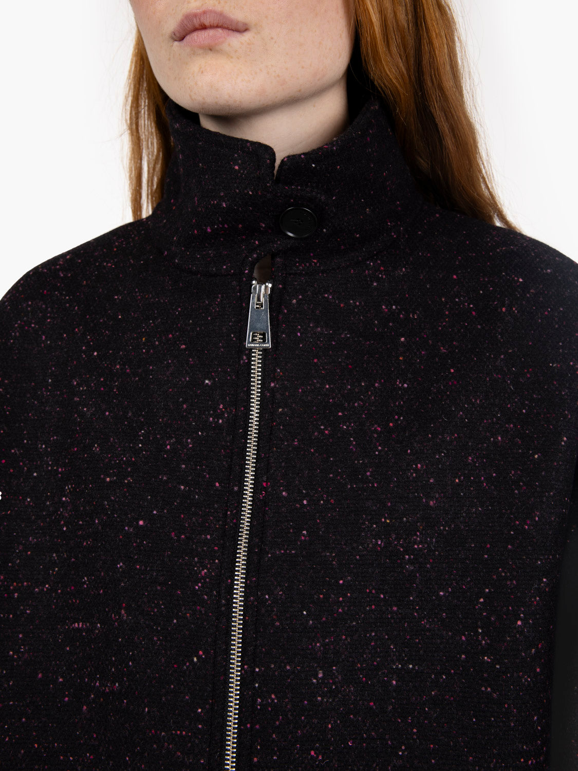 Cappotto Harold melange con zip nero