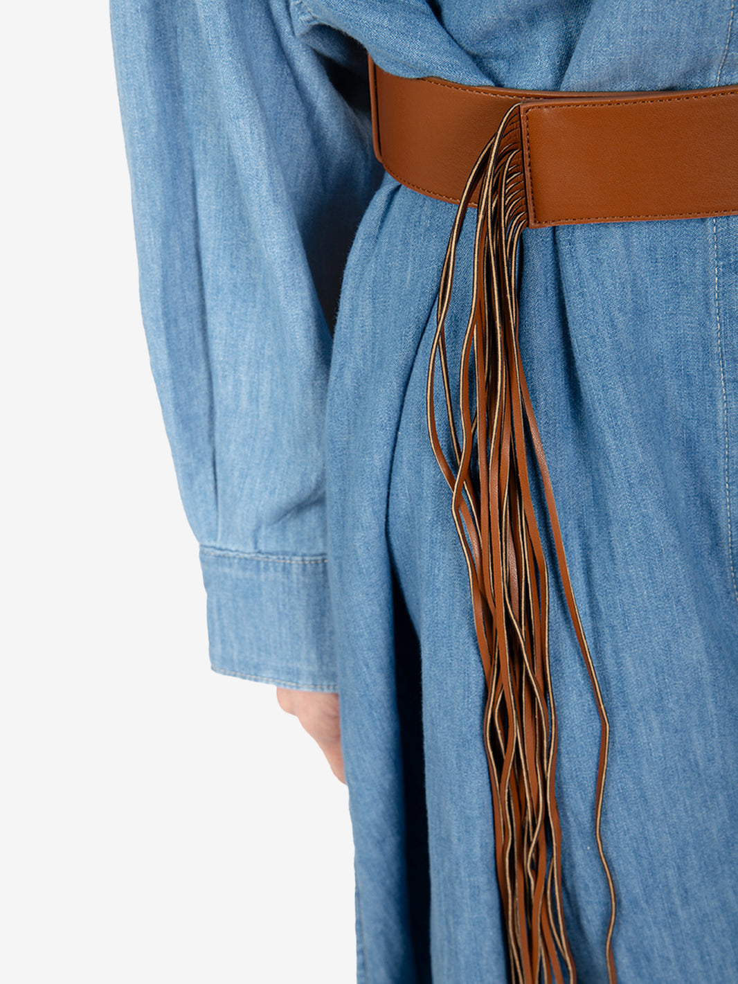 Leather fringe belt