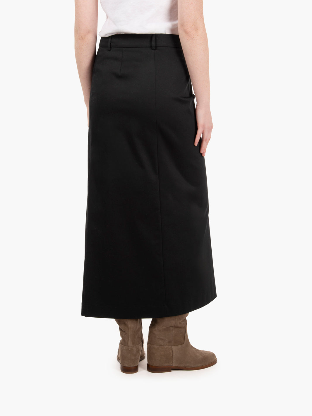 Black slit midi skirt