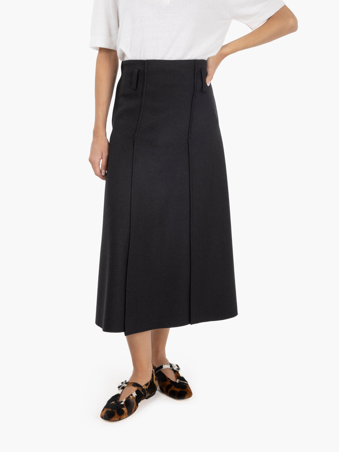 Tisha black midi skirt