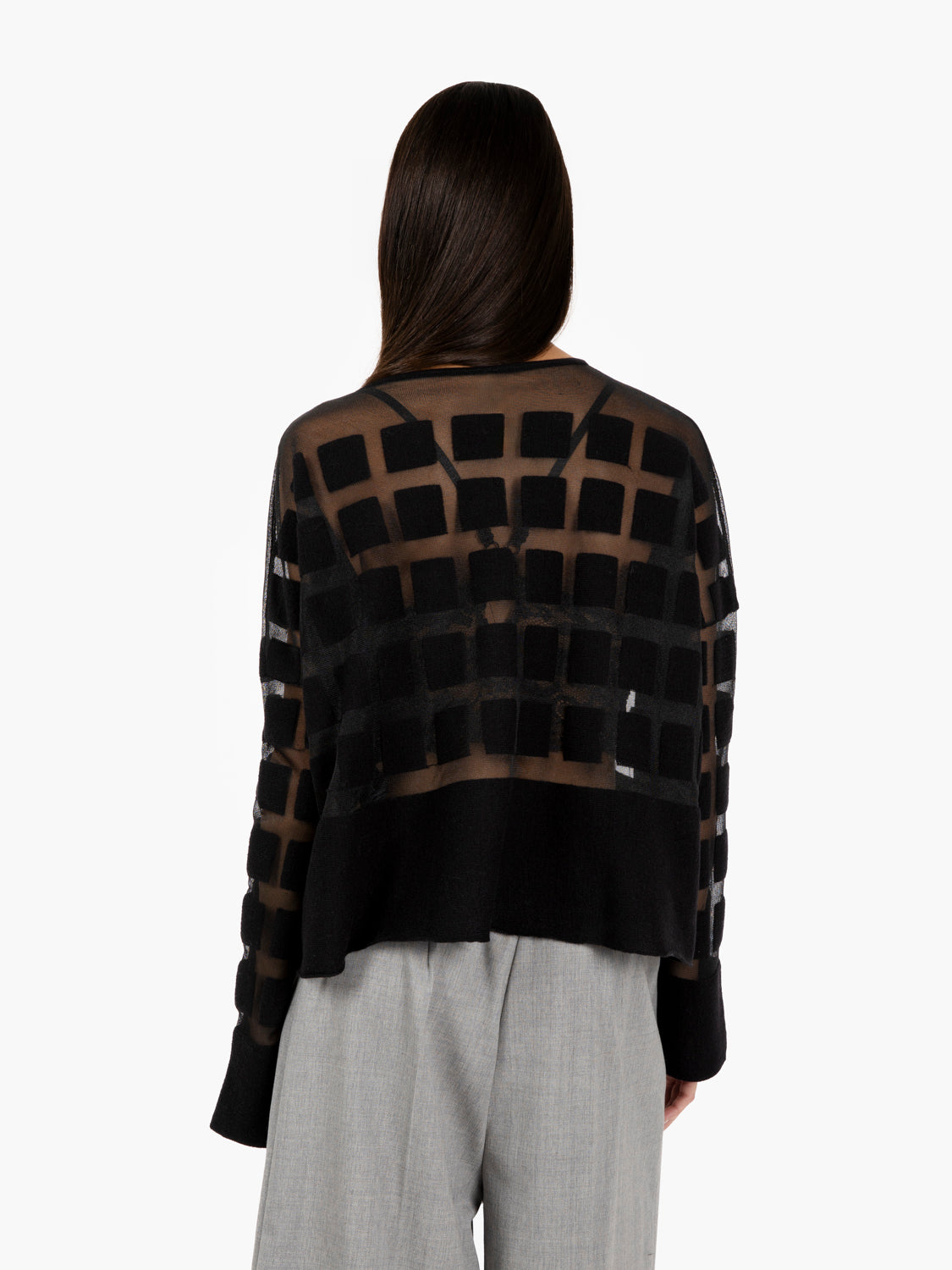 Ashton Black Checked Tulle Sweater