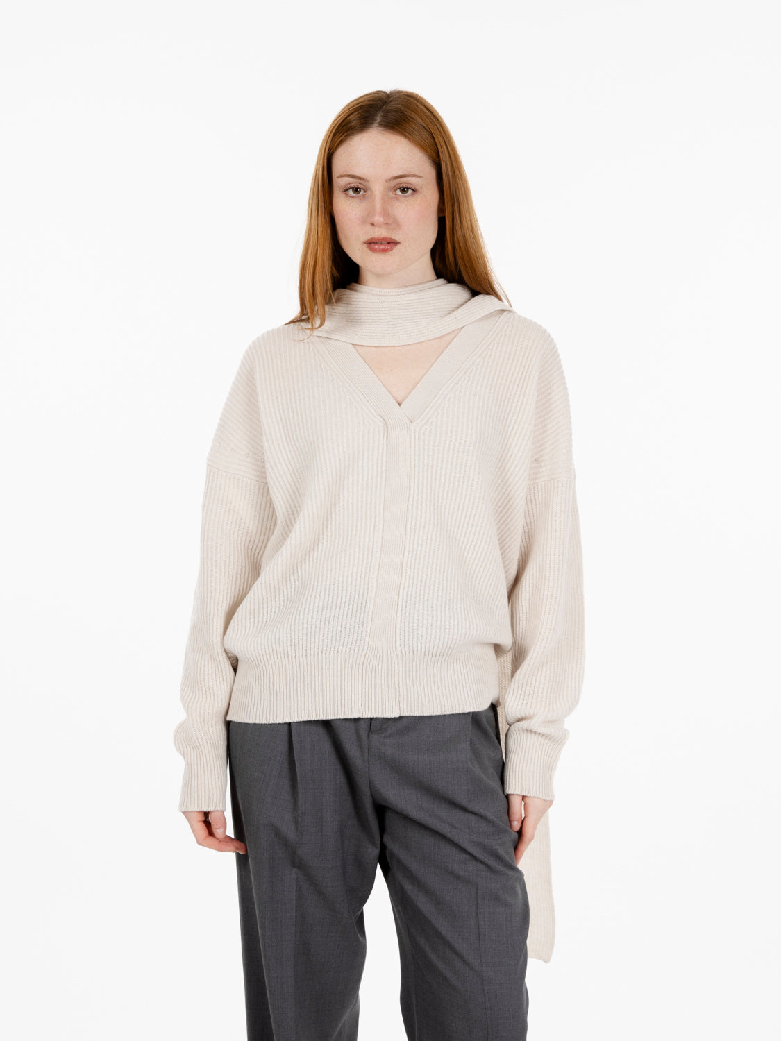 Maglia Lasonne con sciarpa pomice