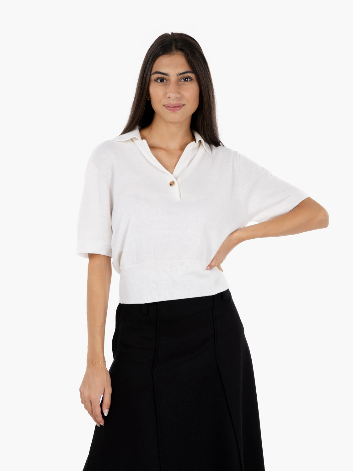 Sally pumice knitted polo shirt