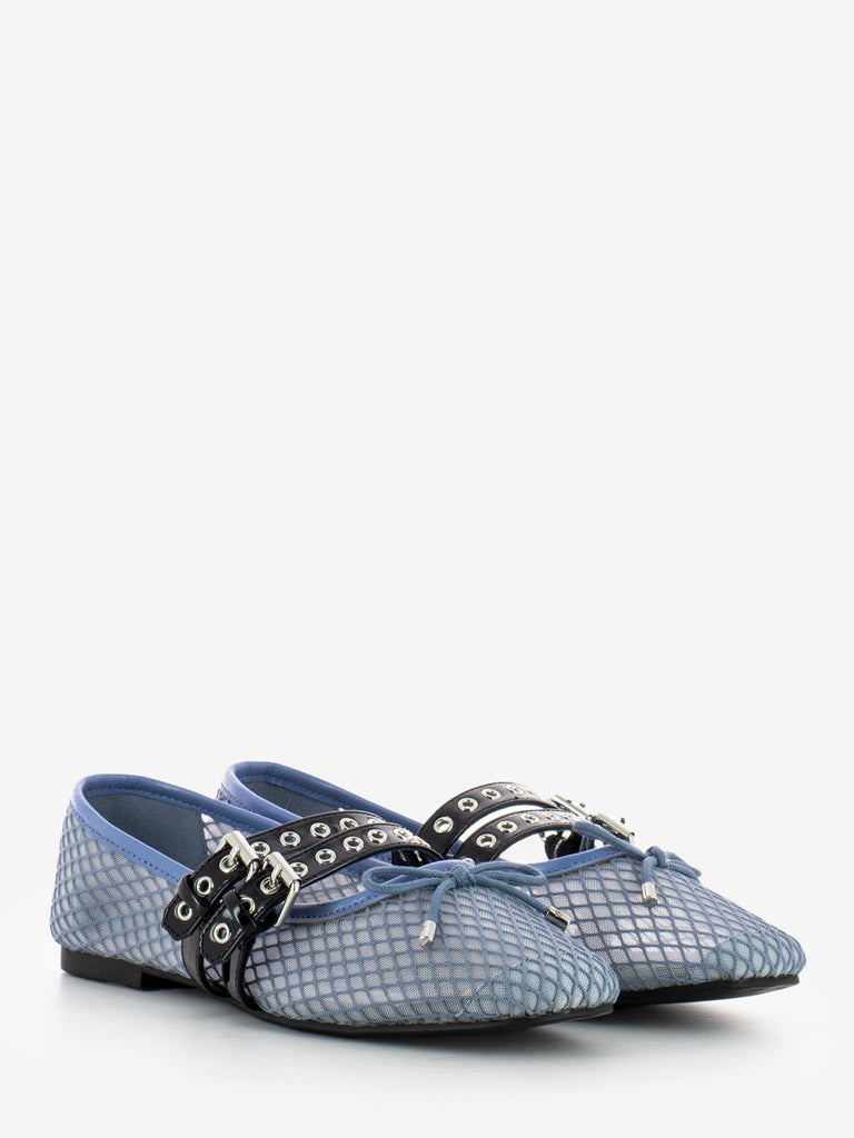 LOAFER - Ballerine Diana con fibbie celeste / nero