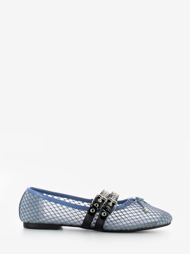 LOAFER - Ballerine Diana con fibbie celeste / nero