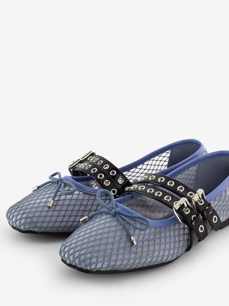 LOAFER - Ballerine Diana con fibbie celeste / nero