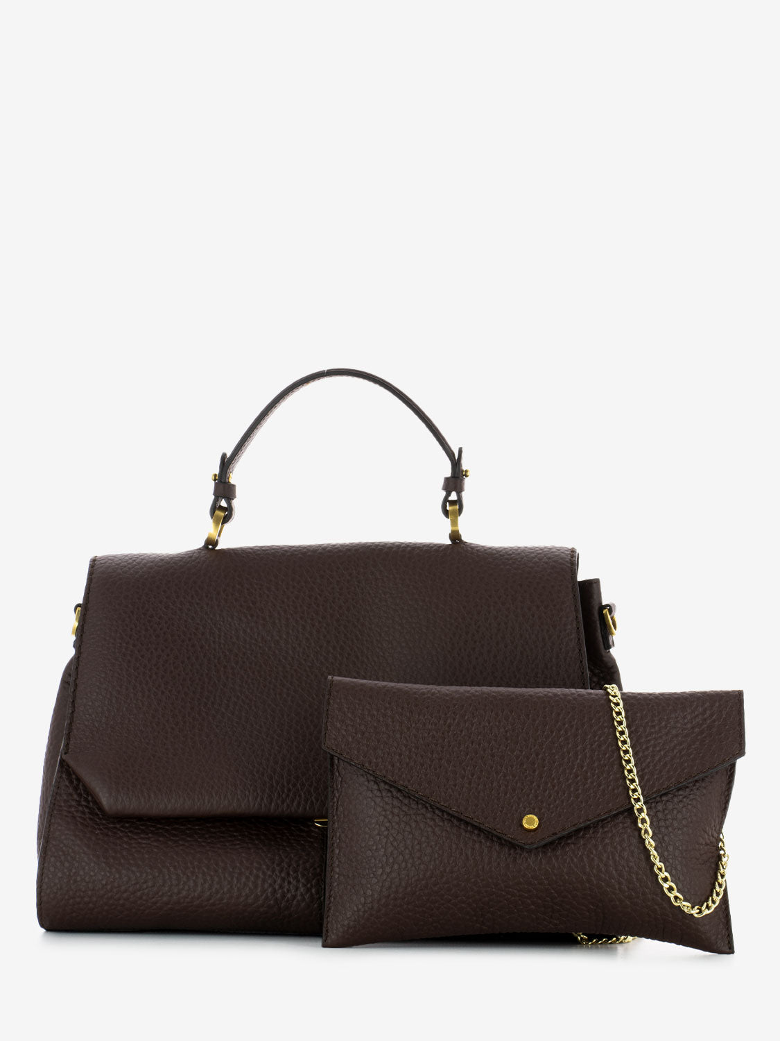 Borsa a mano Muriel in pelle cioccolato
