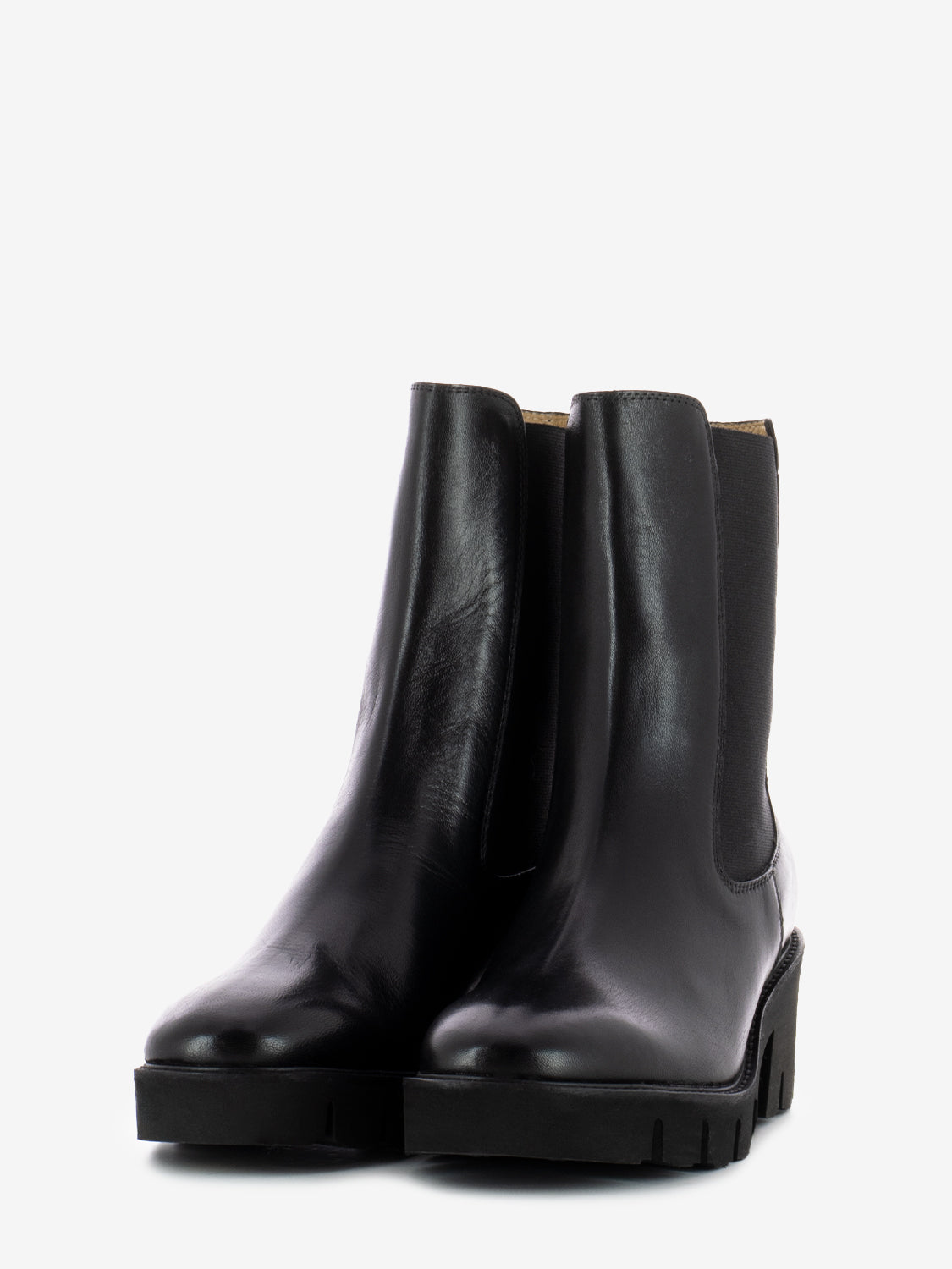 Tronchetti con fasce elastiche in pelle nero