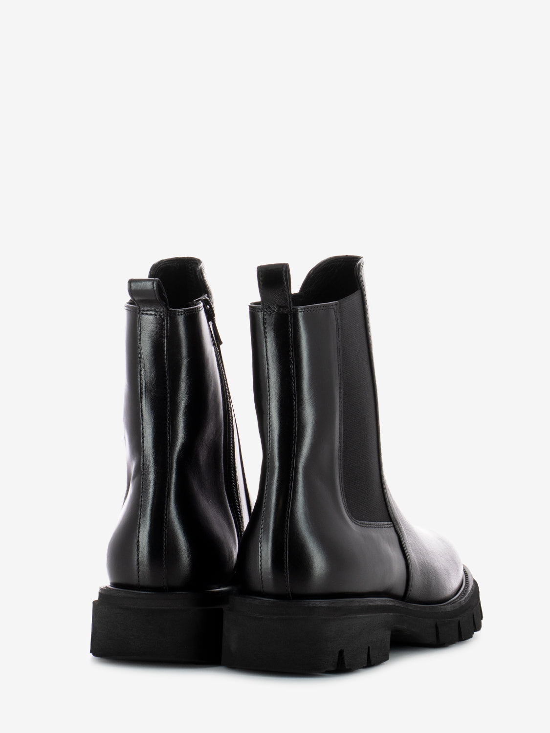 Tronchetti con zip pelle nero
