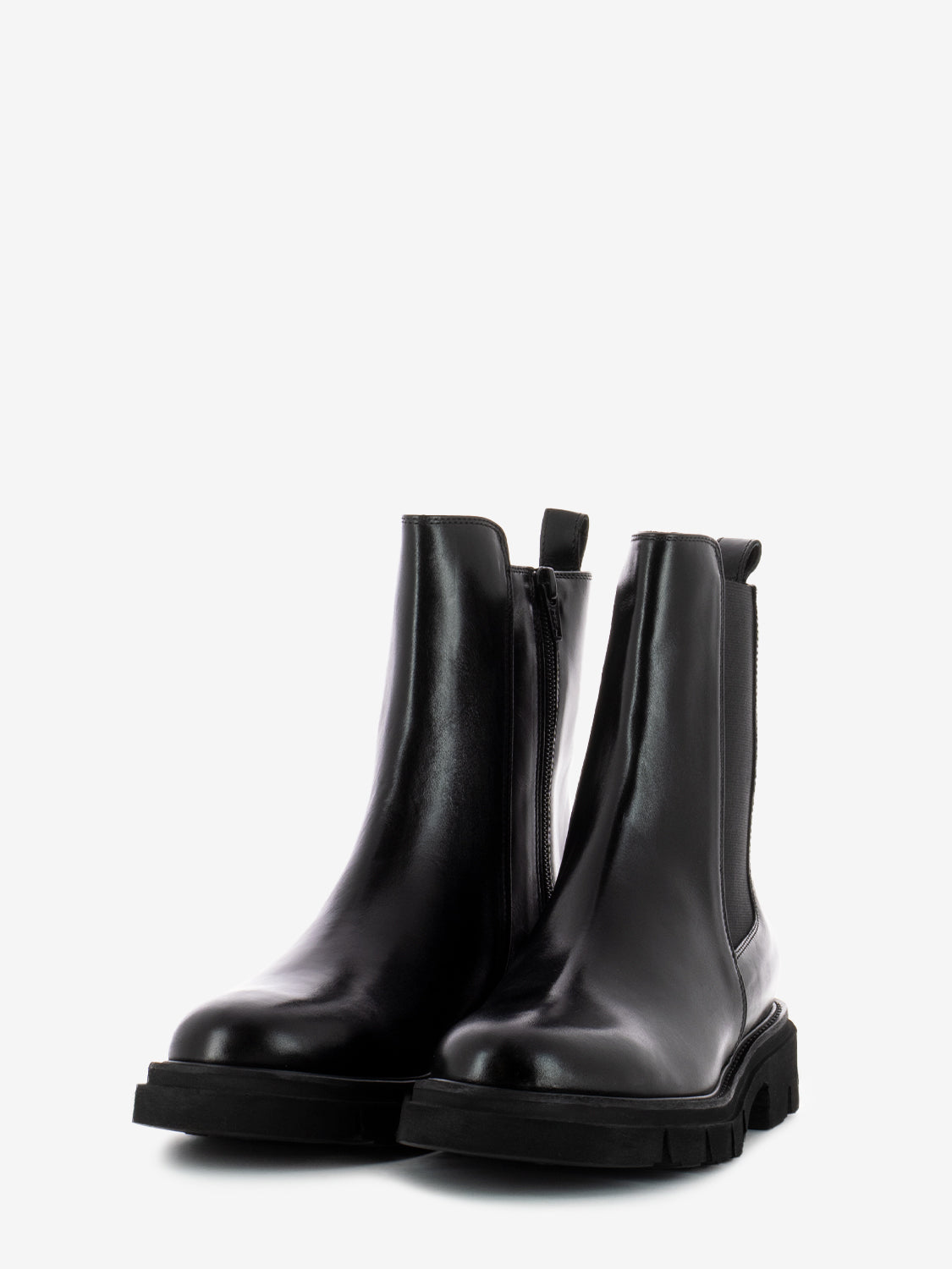 Tronchetti con zip pelle nero