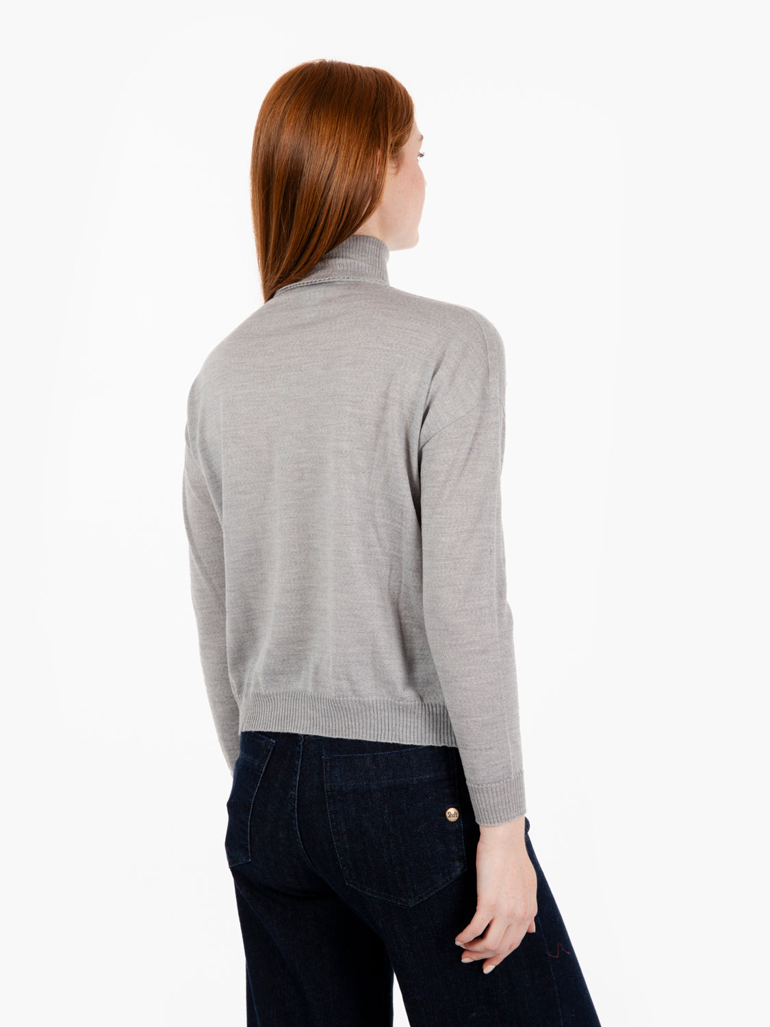 Maglia dolcevita con swarovski grigio perla