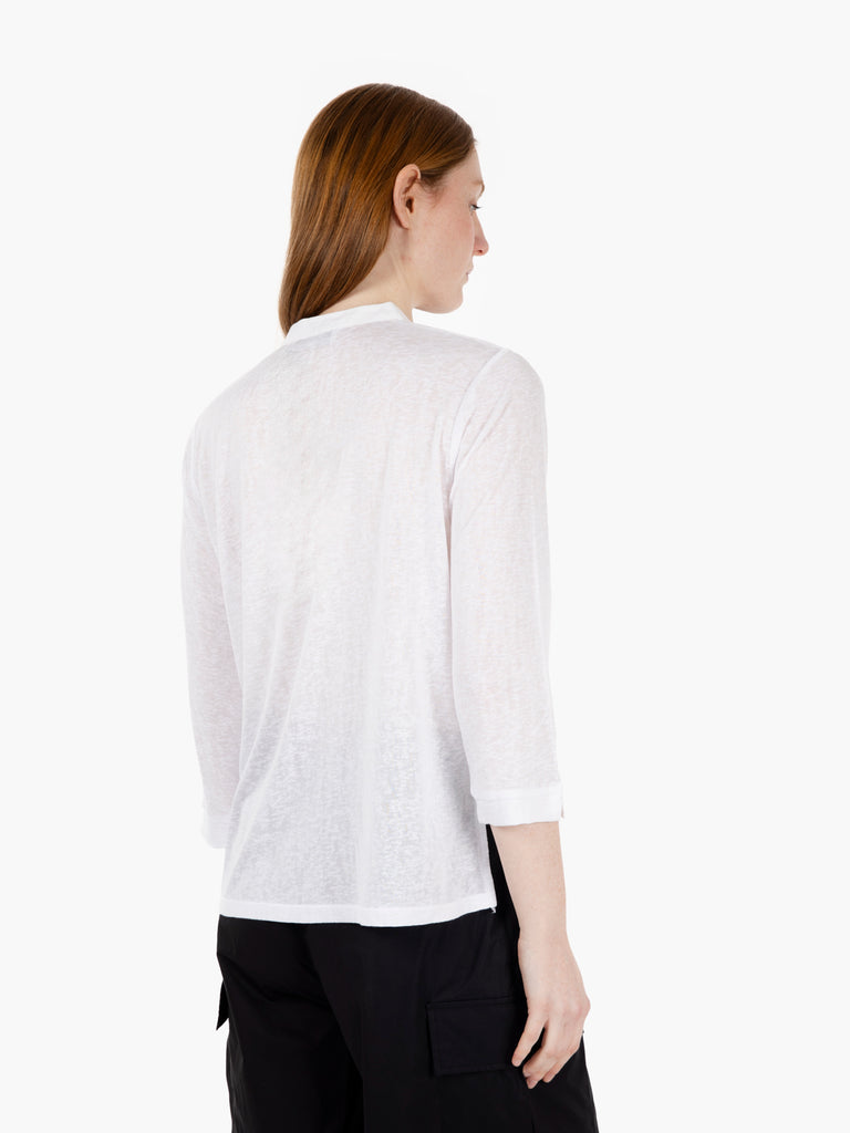MAIDA MILA - Camicia in viscosa e lino operata bianco
