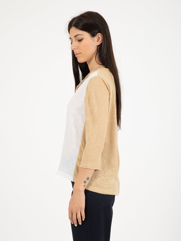 MAIDA MILA - Maglia 3/4 serafino liquirizia