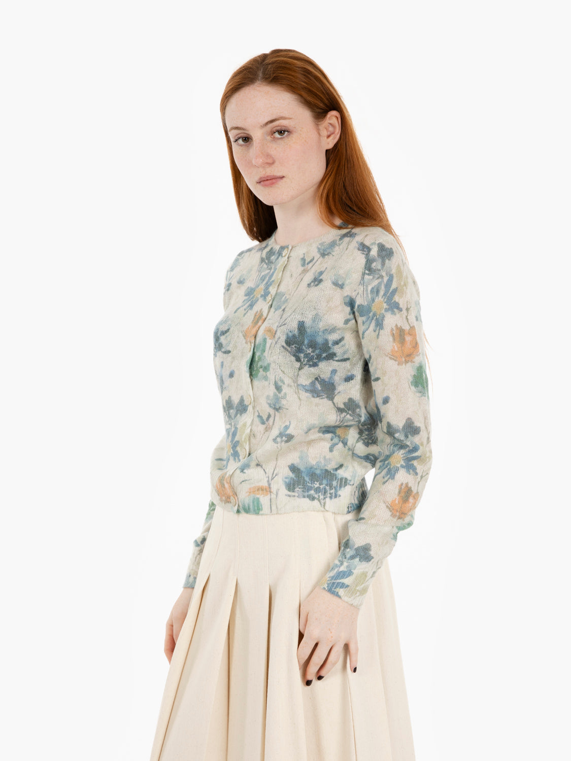 Khaki Floral Print Cardigan