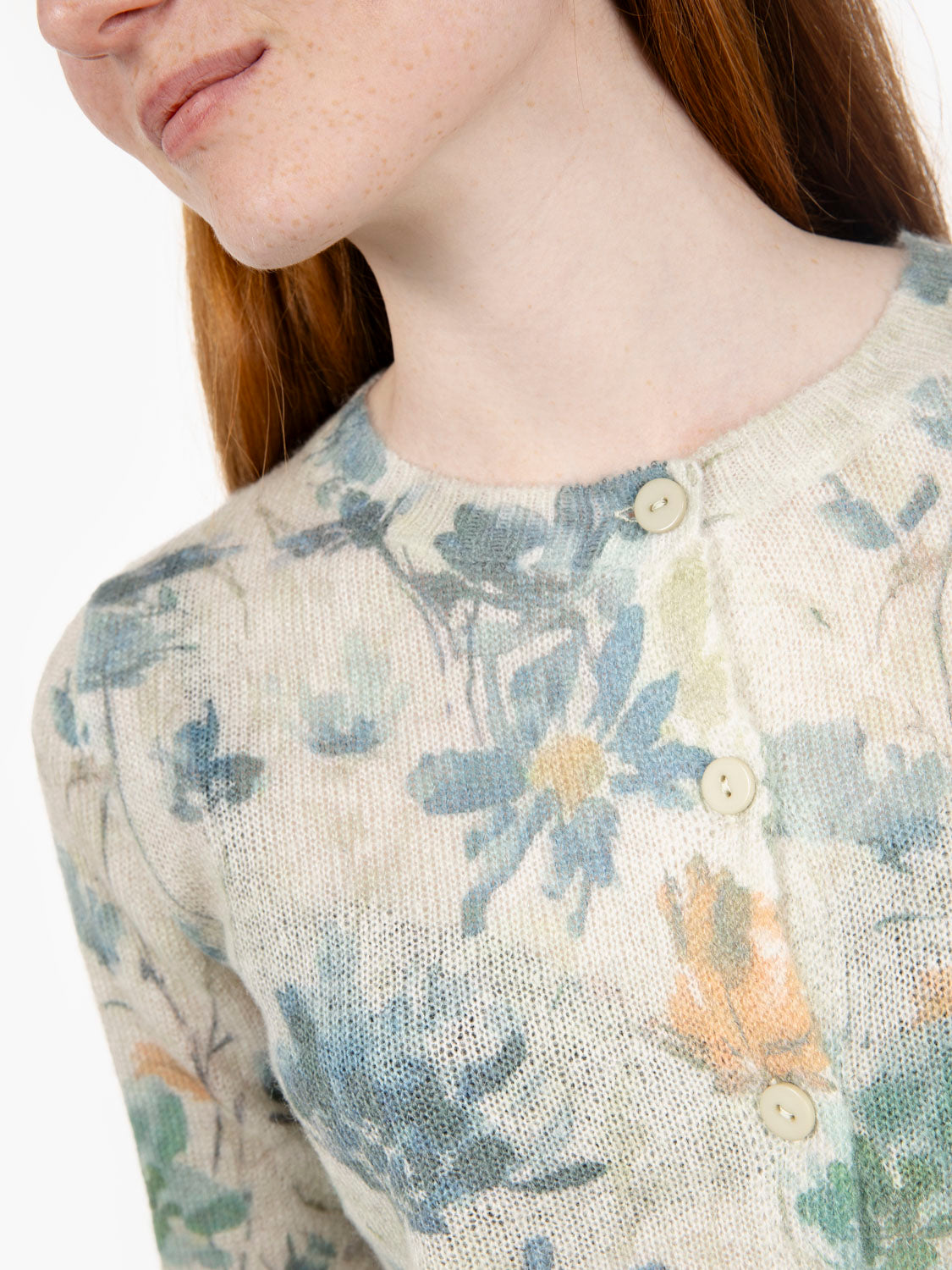 Khaki Floral Print Cardigan