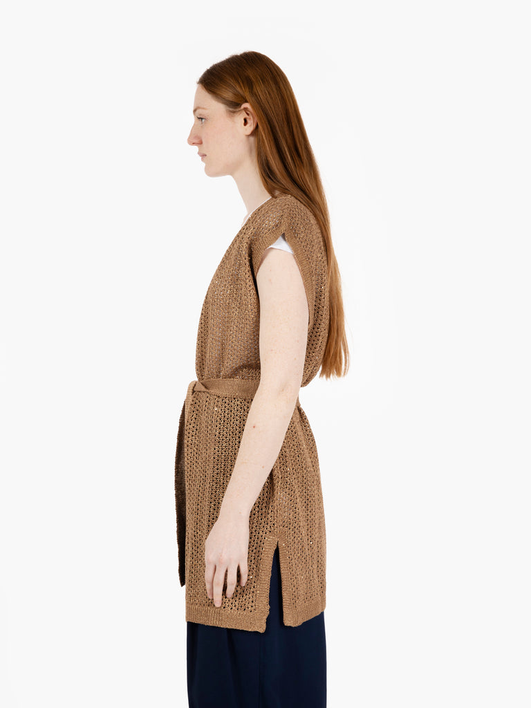 MAIDA MILA - Gilet in maglia traforata oro
