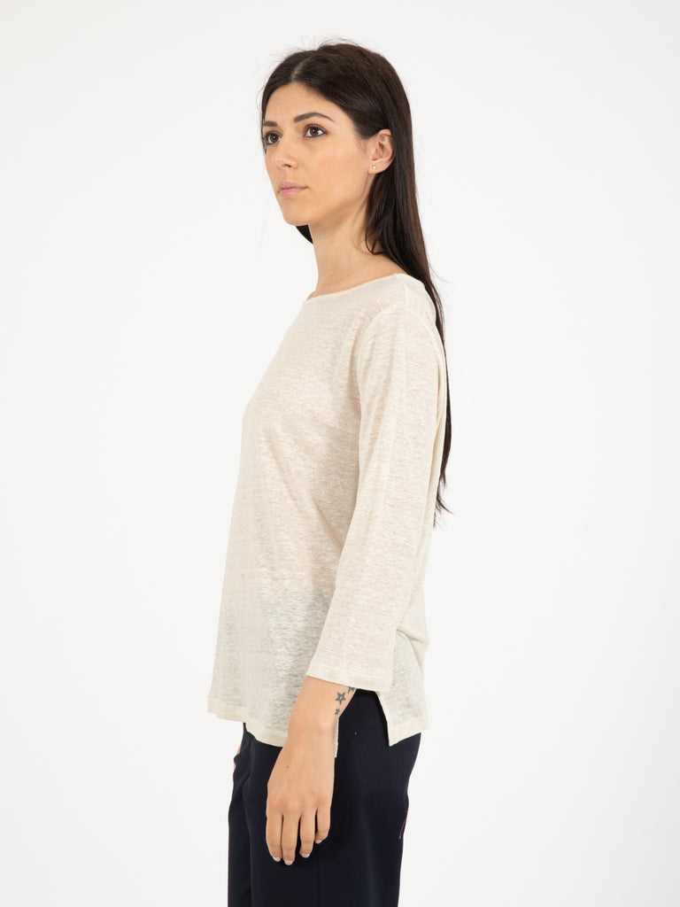 MAIDA MILA - Maglia barca con spacchi beige