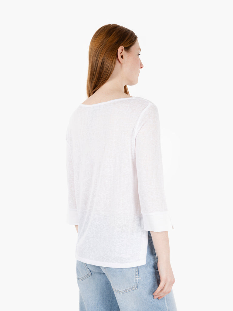 MAIDA MILA - Maglia con scollo a barchetta 3/4 bianco