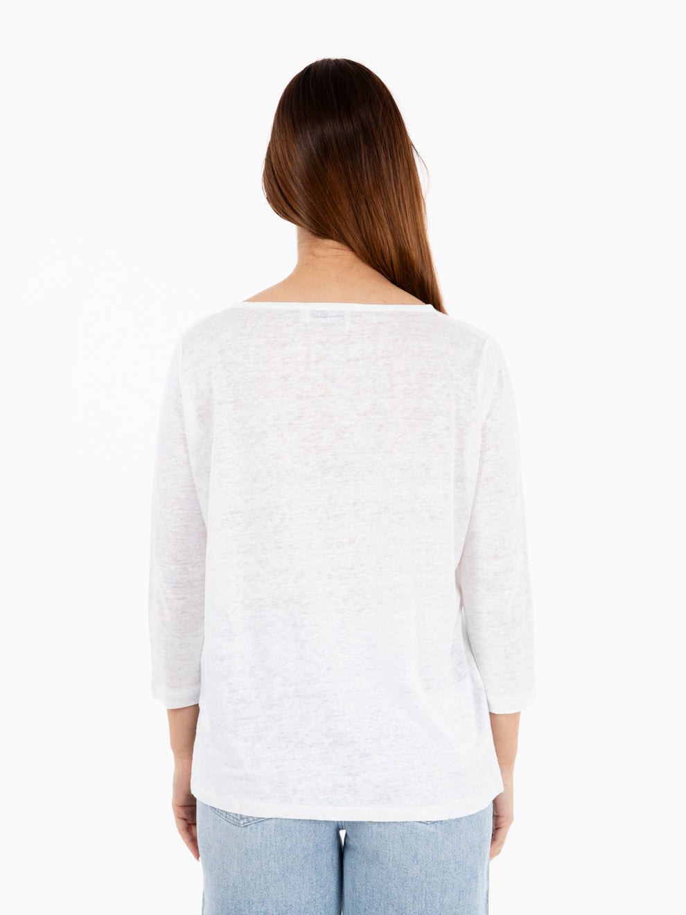 Linen sweater with 3/4 sleeves white jersey