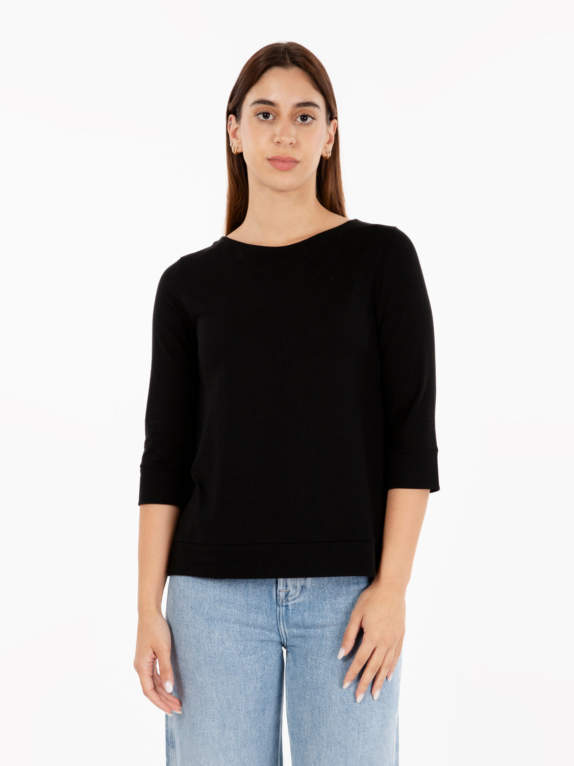 Black high-edged boat neck sweater