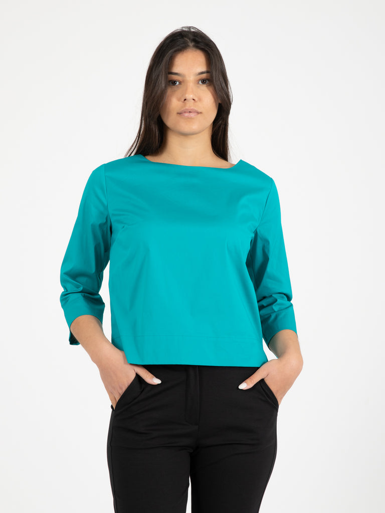 MAIDA MILA - Maglia scollo a barca con spacchi maldive
