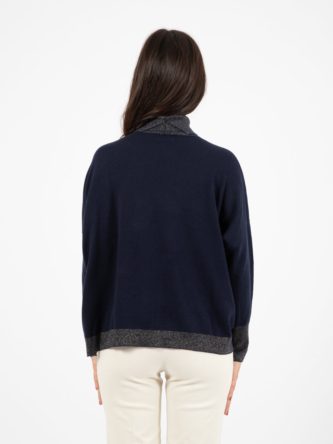 Maglia dolcevita lurex navy