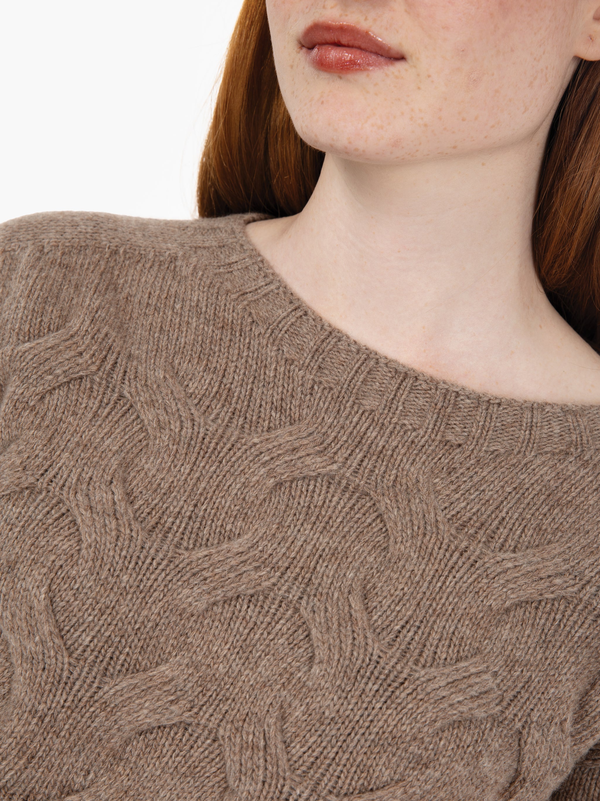 Brown wool cable knit sweater