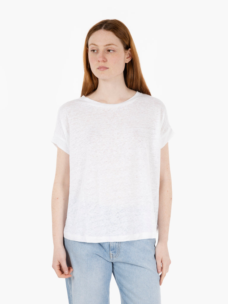 MAIDA MILA - T-shirt a scatola lino bianca