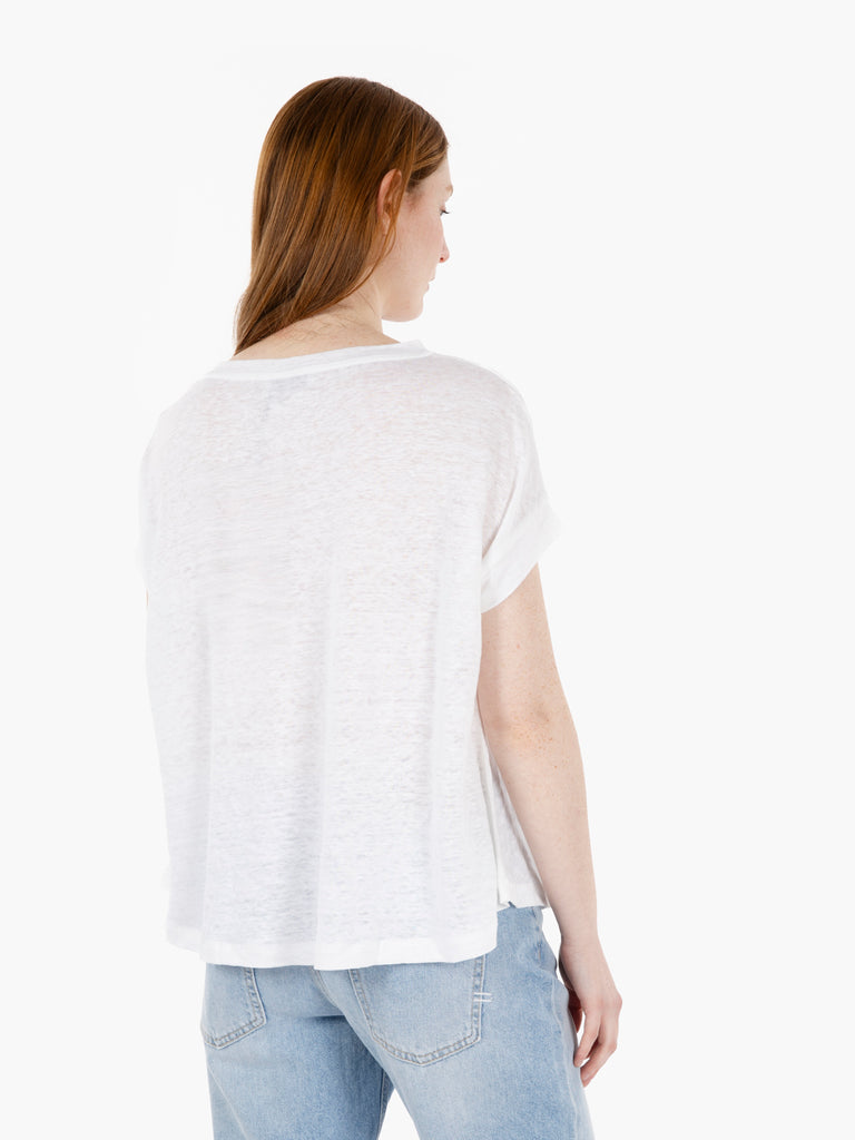 MAIDA MILA - T-shirt a scatola lino bianca