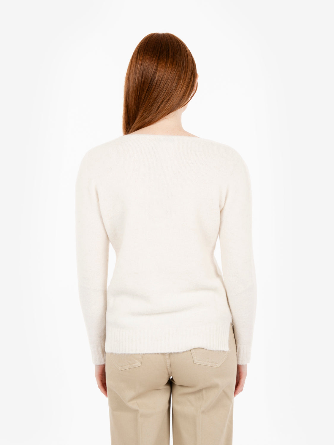 White V-neck sweater