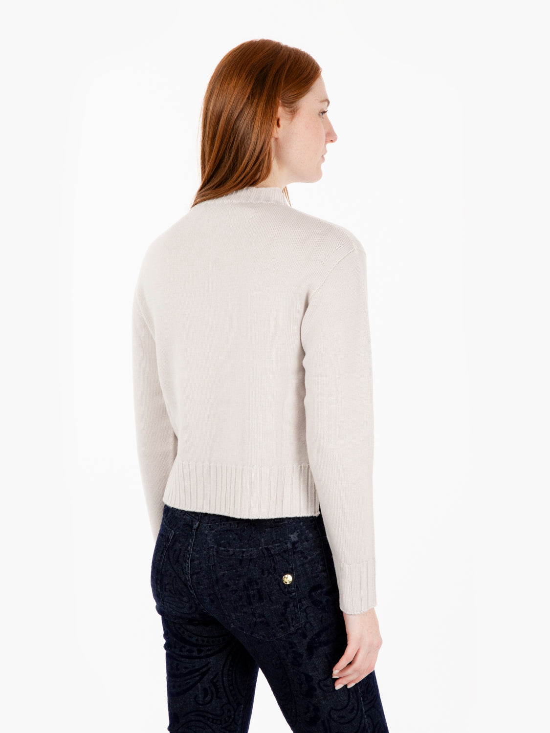 Chalk wool crater neck crop sweater