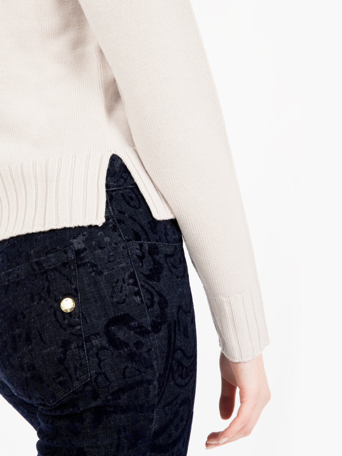 Chalk wool crater neck crop sweater