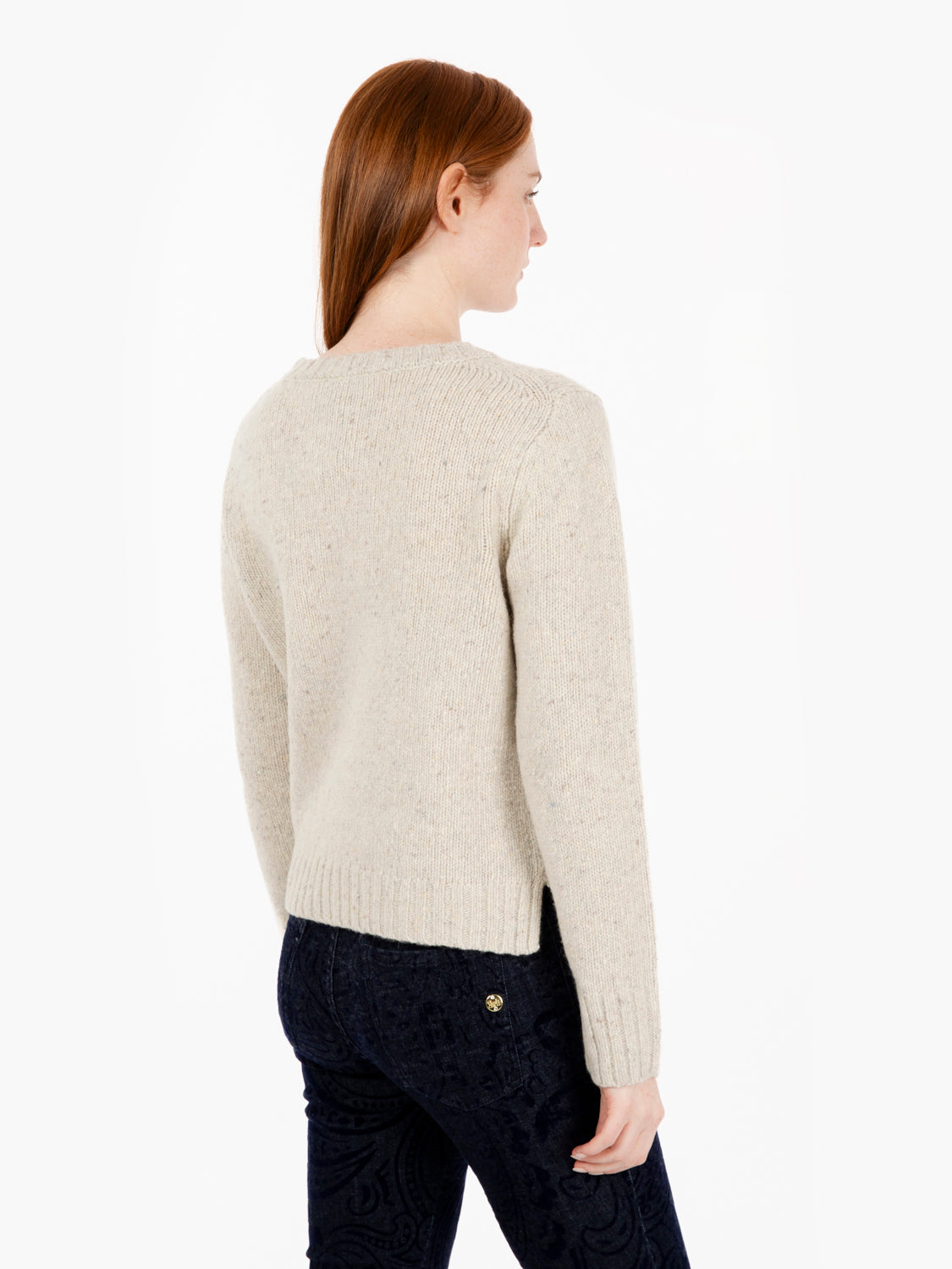 Maglione girocollo melange bianco