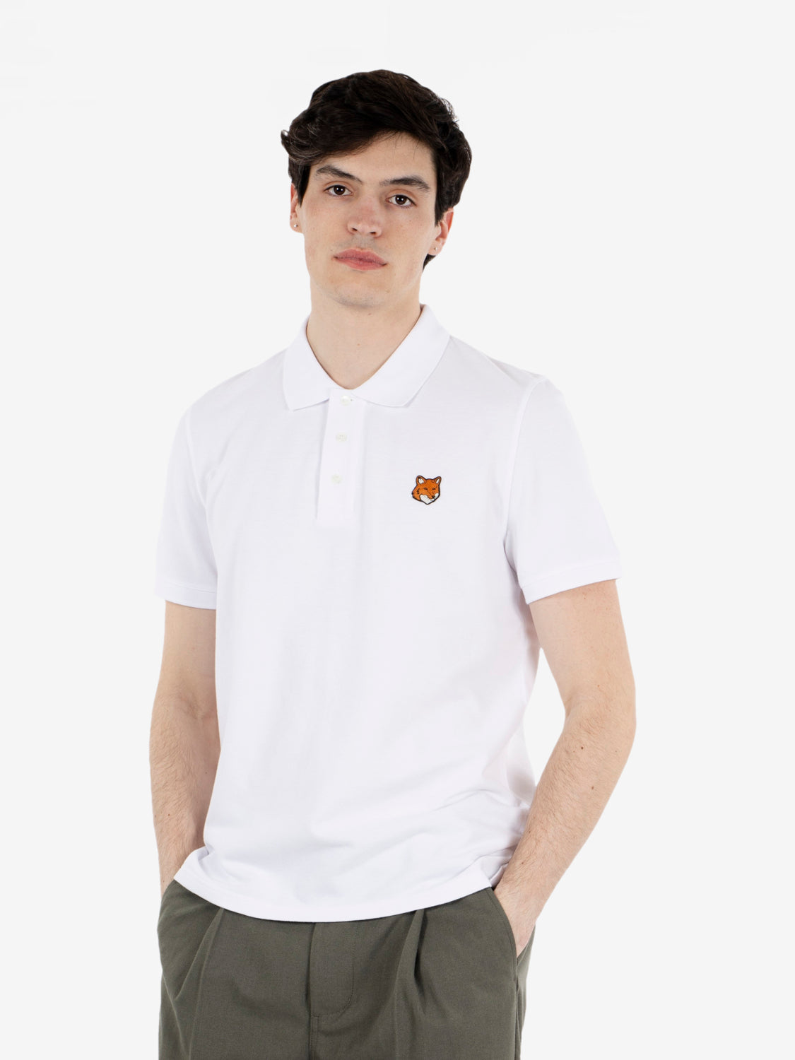 Maison Kitsuné - Fox head polo noble white | STIMM