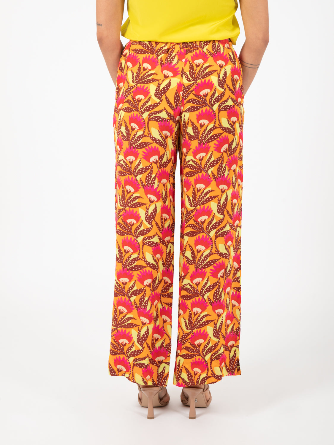 Pantalone begonia print arancio / tabacco