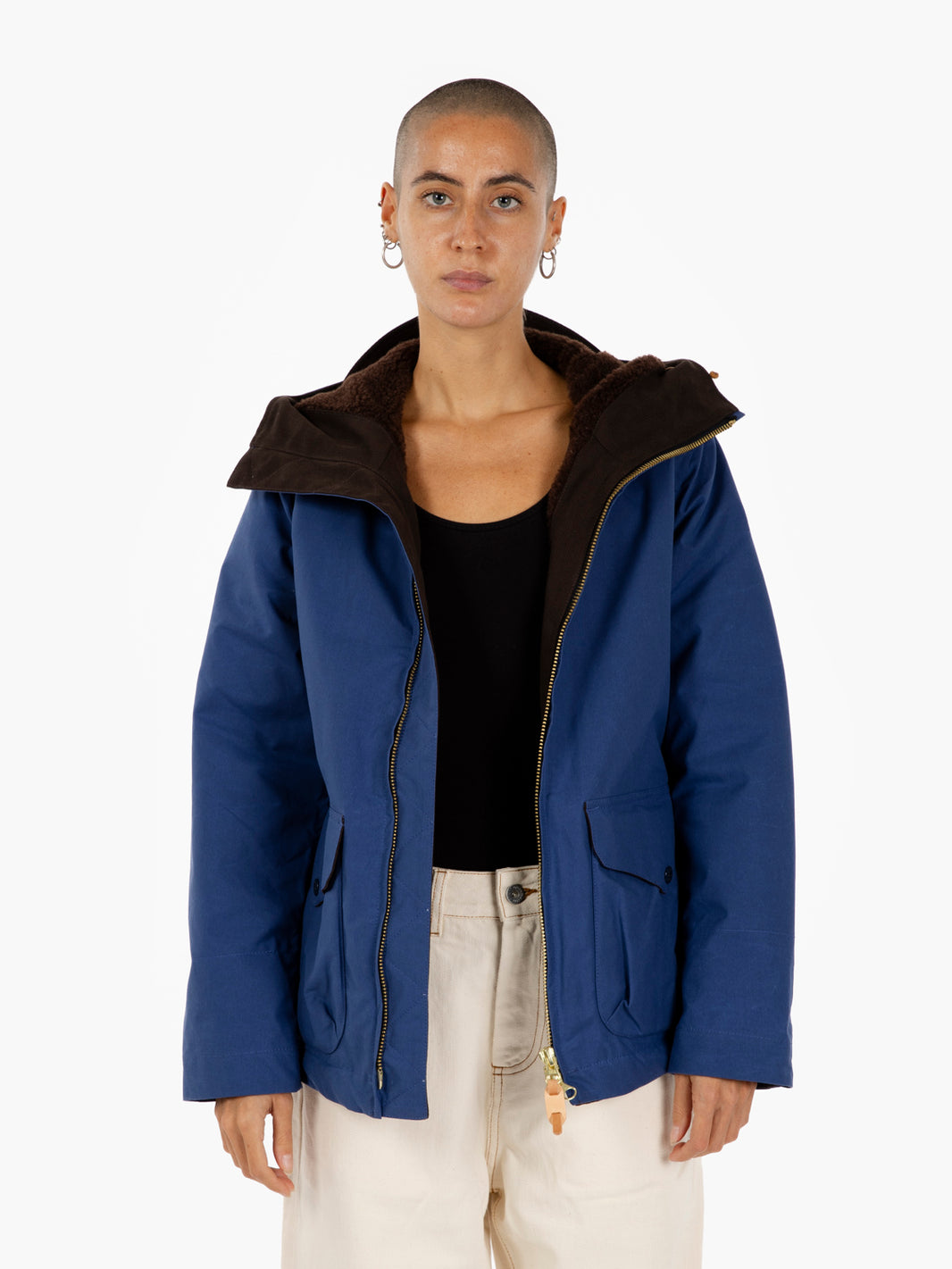 Woman blazer coat with hood cobalt